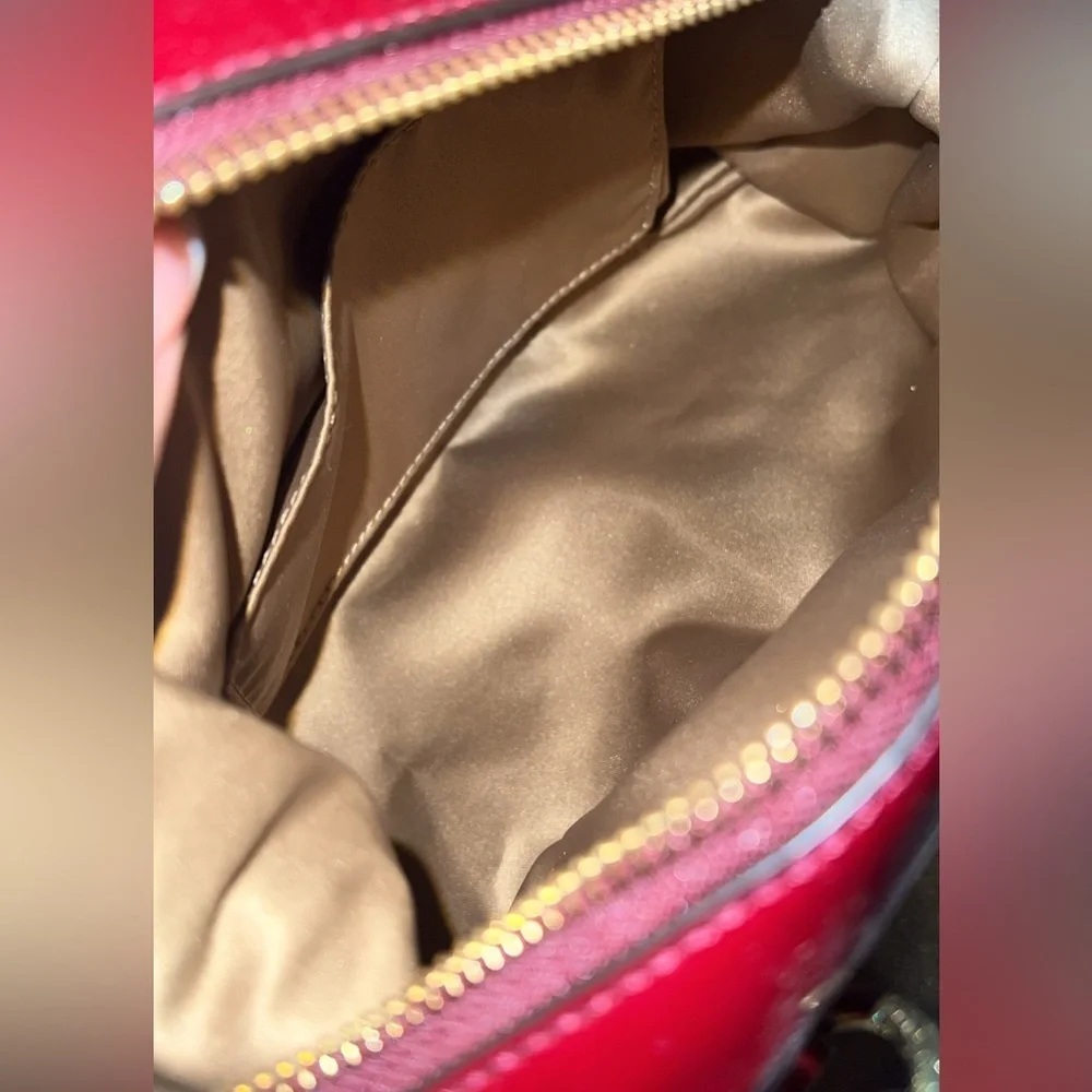 Coach Maroon Patent Leather Bag with Gold Accents - Picture 4 of 4